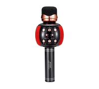 Microphone Karaoke Portable Speaker with LED Dancing Lights Handheld Machine for Home KTV Party Singing Red