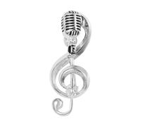 Microphone Music Note Shape Enamel Brooch, Retro Rock Hip Pop Brooch Jewelry Accessories Pin(silver)