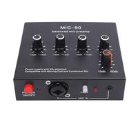 Microphone Preamp Gain Mic Booster, 48V XLR Balanced Dynamic and Condenser Mic Preamp for Recording Studio Live Streaming