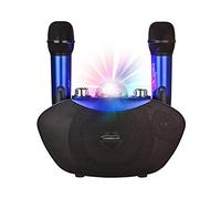 Microphone Speaker Outdoor Family Stereo MIC with LED Flash Neon Light Playing Music Family KTV (Color : Blue)