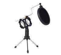 Microphone Stand, Desktop Mic Stand, Small Size Shock Mount, with Pop Filter, Portable, for Lectures, Broadcasts
