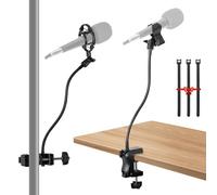 Microphone Stand, Flexible Gooseneck Mic Stands with Desk Clamp, 360 Adjustable Mic Arm with Cable Ties & 3/8'' 5/8'' Thread for Podcast Gaming Vocal Recording Meetings Lectures Streaming