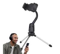 Microphone Stand - Lightweight Desktop Microphone Holder, Tripod Microphone Holder with Microphone Clip, Adjustable and Portable Microphone Stand with Secure Lock Button for Recording Live