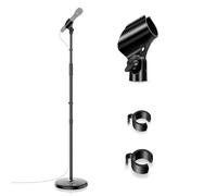 Microphone Stand Mic Floor Stand, Adjustable Height from 39" to 66", 180° Rotatable Mic Clip Heavy Duty Round Base Boom Mic Arm Stand for Stage, Studios, Kids