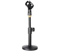 Microphone Stand Pedestal Feet Lifting Adjustable Desk Holder Bracket Fixing Frame Mic for Performance Singing(Black)