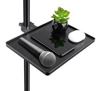 Microphone Stand Tray, Simple Clamp-On Rack Tray, Adjustable Height Large Mic Stand Holder for Recording, Live Streaming, Stage Performance, 10.63 * 8.07’’