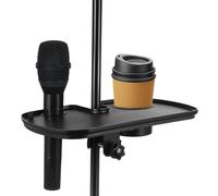 Microphone Stand Tray With Drink Holder - Live Streaming Shelf Accessories | Adjustable Stand Clamp-On Utility Shelf Rack Tray Holder For Music | Vibration-Proof Clamping Microphone Stand Tray