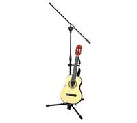 Microphone Stand with Folding Tripod Base and 2-Point Adjustment Boom And Guitar Stand Black