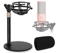 Microphone Stand with Shockproof Mount, Foam Windscreen, Adjustable Microphone Mount with Pop Filter, Reduce Vibration for Razer Seiren X Avatar