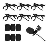Microphone Tie Clip, Pack of 6 Collar Clip Lavalier, Mini Lavalier Microphones, Lavalier Lapel Microphone Clip, with 6 Microphone Sleeves, for Meetings, Talking, Teaching, Microphone, Cloth Holder