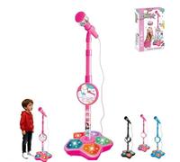 Microphone Toy for Kids with Adjustable Stand and LED Lights, Kids Karaoke Machine, Built-in Music, for Singing, Music Play, Fun and Easy-to-Use (pink)
