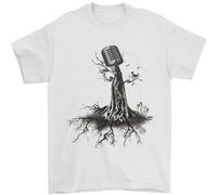 Microphone Tree Music Singing Singer Mens T-Shirt 100% Cotton White L