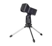 Microphone Tripod Stand, Foldable Desktop Tripod with Mic Clip Holder, Lightweight Adjustable Stand with Lock-Tight Knob for Singing, Performance, and Recording Microphone Tripod Stand