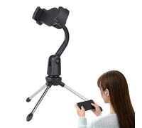 Microphone Tripod Stand, Foldable Tripod with Mic Clip Holder, Lightweight Desktop Stand with Lock-Tight Knob for Singing & Performance, 6.3x3.54 Inches