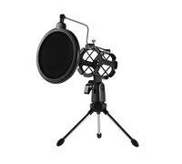 Microphone Tripod Stand, Pop Filter Kit, Shock Mount Holder, Mini Desktop Tripod with Anti-Slip Rubber Feet, Double Layers Mesh Screen, Adjustable Mic Holder for Studio