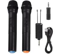 microphone Universal VHF Wireless Microphone for Singing Dual Handheld Microphones with Receiver for Karaoke/Business Meeting Portable Microphones Cordless microphone (Color : Black)