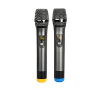 Microphone Universal Wireless Microphone Dual UHF Microphone with Receiver Rechargeable Metal Adjustable Frequency Handheld Microphone Handheld Microphone (Quantity : Two)