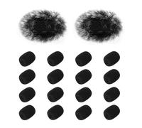 Microphone Windshield Kit 2 Packs Furry Microphone Windscreen Mic Windshield for DJI Mic 2 Wireless Lavalier Microphone for Record Interview, with 12 Pcs Headset Microphone Covers Foam