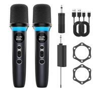 Microphone Wireless,Dual Handheld Microphone System with One-Touch Mute, Dynamic RGB Lighting,40H Duration & 200 FT Range,Rechargeable Karaoke Microphones for Singing,Weddings,Parties church,Speech