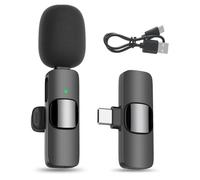 Microphone Wireless for Android-Mini Microphone for Video Recording YouTube Podcast Interview & Vlog Livestream, Lavalier Lapel Microphone with 2.4G Ultra Low Delay Built in Noise Reduction Chip