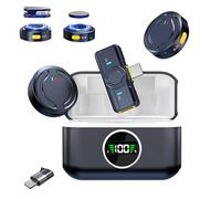 Microphone Wireless for lPhone/Android, Mini microphone with Charging Box,Lavalier Microphone with 3 Level Noise Reduction, Hidden Magnetic Clip,Long Battery Life, Plug and Play