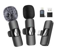Microphone,Wireless Lavalier Microphone Mini Microphones Wireless Microphones Android Phone,Computer, Mini Lapel Mic with Noise Reduction and Crystal Sound for Video Recording Vlog (E-black(1set-6pc))