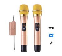 Microphone Wireless Microphone for Singing Professional Cardioid Pickup High-fidelity Handheld Microphone Metal Dynamic Microphone with Rechargeable Receiver Handheld Microphone (Quantity : Two)