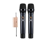 Microphone Wireless Microphone Karaoke Singing Microphone Dual Professional UHF Cardioid Pickup Microphone All-Metal Handheld Microphone, 2 Colors Easy to Connect and use (A Two)