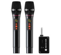 Microphone Wireless, Professional Metal UHF Dual Wireless Microphones with 3ms Transmission Rate, 240 ft Effective Range, Volume Control, Adjust frequency, Karaoke Microphones for Singing, Performance