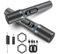 Microphone Wireless,Wireless microphone system with a rechargeable receiver, 5-level volume adjustment,40H Duration, 200ft Range, Karaoke Microphones for Singing, Wedding, DJ, Party, Speech, YouTube