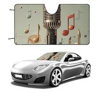 Microphone with Music Note Car Windshield Sun Shade Keep Car Interior Cool 51"x28" Folding Front Window Sun Shade, Heat Shield for SUV, Truck, Blocks UV