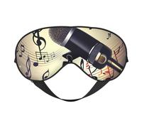 Microphone with Music Note Eye Mask, Sleep Mask for Men Women 100% Blackout, No Pressure On Eyes, Soft & Breathable