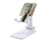 Microphone with Music Note Phone Stand Phone Holder Phone Mount Phone Stand for Desk Cell Phone Stand iPhone Stand Office Phone Stand for Desk Portable Phone Stand Travel Phone Stand White-style