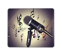Microphone with Music Note Print Mousepad, Rubber Material, Office Desk mat, for Office and Gaming, Gaming Mousepad