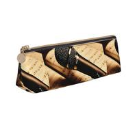 Microphone with Music Note Print Students Supplies Higher Capacity Pencil Pouch Pen Case School Travel Office Desk