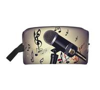 Microphone with Music Note Print Toiletry Bag for Men Travel Toiletry Bag, Spacious Capacity Cosmetic Bag for Women