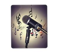 Microphone with Music Note Print Vertical Desk Pad, Thick Rubber Base, Washable for Office, Gaming and Home
