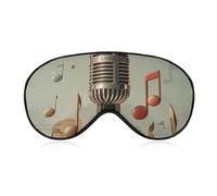 Microphone with Music Note Sleeping Mask, Light Blocking Eye Mask, Comfortable and Soft, Eye Cover with Elastic Band, Suitable for Men and Women, Suitable for Travel/Sleeping