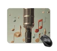 Microphone with Music Note Square Mouse Pad Portable Computer Mousepad with Non-Slip Rubber Base 20 * 25cm Ultra-Thin Gaming Mouse Mat for Computer Laptop Office Desk Accessories