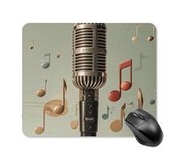 Microphone with Music Note Square Mouse Pad Portable Computer Mousepad with Non-Slip Rubber Base 25 * 30cm Ultra-Thin Gaming Mouse Mat for Computer Laptop Office Desk Accessories