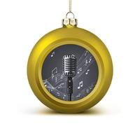 Microphone with Music Notes Christmas Balls Ornaments 4PCS Christmas Tree Hanging Ball Personalization Golden-Style Xmas Trees Ball Pendant for Holiday Party Decoration Supplies