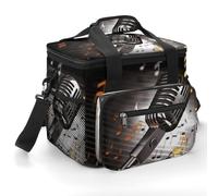 Microphone with Music Notes Cooler Bags Portable Soft Cooler Bag Lightweight Ice Chest Insulated Lunch Bags Camping Cooler Bag Cooler Lunch Tote Coolers for Picnic Travel Beach