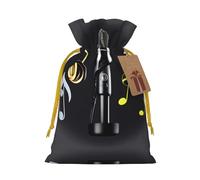 Microphone With Music Notes Print Christmas Drawstring Holiday Candy Bag Xmas Sacks Reusable Wrapping Bags Party Favor
