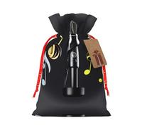 Microphone With Music Notes Printing Christmas Bag With Drawstring Closure, 4.7x6.9 In For Christmas Party Birthday Gift Wrapping
