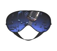 Microphone with Music Notes Printing Sleep Mask for Women Men Double-Sided Print Soft Silk Eye Masks Eye Sleep Shade Cover