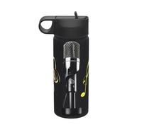 Microphone With Music Notes Printing The Print 18 Oz Stainless Steel Sports Insulated Kettle With Lid For Adult Men Women