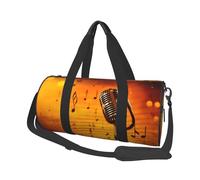 Microphone with Music Notes Round Travel Duffel Bag - Large Capacity Durable Carry-On Bag for Vacation, Gym, Short Trips