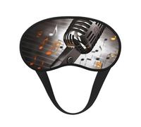 Microphone with Music Notes Sleep Mask for Side Sleeper, Blackout Eye Mask for Women Men, Zero Pressure Sleeping Masks Soft Breathable Eye Cover Comfortable Blindfold Eyeshade for Night Sleep