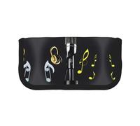 Microphone with Music Notes Small Pencil Bag Simple Pencil Pouch Aesthetic Pencil Case Pencil Storage Bag Pen Holder Office