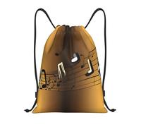 Microphone with Music Notes Title: Lightweight Drawstring Duffel Bag â€“ Water-Resistant Foldable Gym Sack with Adjustable Shoulder Strap, Ideal for Sports, Yoga, Travel and School